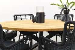 Jasmine Black/Taste Prado 6-persoons ronde dining tuinset Ø160 cm. - Teak