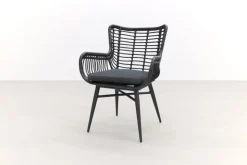 Jasmine Black/Taste Prado 6-persoons ronde dining tuinset Ø160 cm. - Teak
