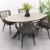 Jasmine Naturel/GI Edison 4-persoons ovale dining tuinset 180x115 cm.