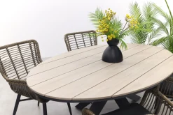 Jasmine Naturel/GI Edison 4-persoons ovale dining tuinset 180x115 cm.