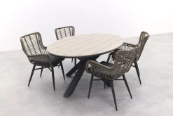 Jasmine Naturel/GI Edison 4-persoons ovale dining tuinset 180x115 cm.