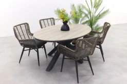 Jasmine Naturel/GI Edison 4-persoons ovale dining tuinset 180x115 cm.