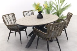 Jasmine Naturel/GI Edison 4-persoons ovale dining tuinset 180x115 cm.