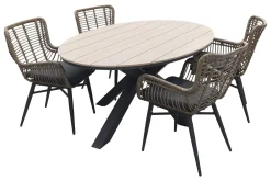Jasmine Naturel/GI Edison 4-persoons ovale dining tuinset 180x115 cm.