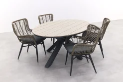 Jasmine Naturel/GI Edison 4-persoons ovale dining tuinset 180x115 cm.