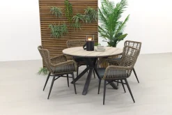 Jasmine Naturel/GI Edison 4-persoons ronde dining tuinset Ø122 cm.
