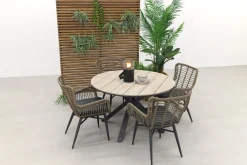 Jasmine Naturel/GI Edison 4-persoons ronde dining tuinset Ø122 cm.