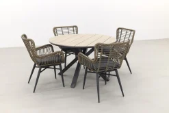 Jasmine Naturel/GI Edison 4-persoons ronde dining tuinset Ø122 cm.