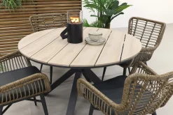 Jasmine Naturel/GI Edison 4-persoons ronde dining tuinset Ø122 cm.