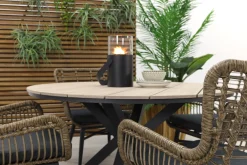 Jasmine Naturel/GI Edison 4-persoons ronde dining tuinset Ø122 cm.