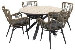Jasmine Naturel/GI Edison 4-persoons ronde dining tuinset Ø122 cm.