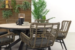 Jasmine Naturel/GI Edison 6-persoons ronde dining tuinset Ø148 cm.