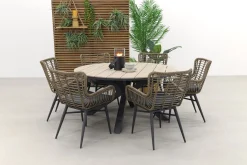 Jasmine Naturel/GI Edison 6-persoons ronde dining tuinset Ø148 cm.