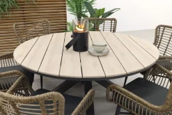 Jasmine Naturel/GI Edison 6-persoons ronde dining tuinset Ø148 cm.