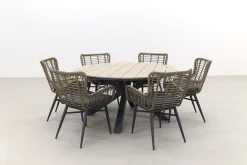 Jasmine Naturel/GI Edison 6-persoons ronde dining tuinset Ø148 cm.