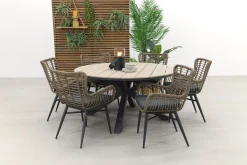Jasmine Naturel/GI Edison 6-persoons ronde dining tuinset Ø148 cm.