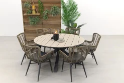Jasmine Naturel/GI Edison 6-persoons ronde dining tuinset Ø148 cm.