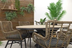 Jasmine Naturel/GI Edison 6-persoons ovale dining tuinset 220 x 115 cm.