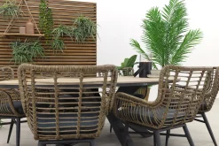 Jasmine Naturel/GI Edison 6-persoons ovale dining tuinset 220 x 115 cm.