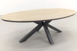Jasmine Naturel/GI Edison 6-persoons ovale dining tuinset 220 x 115 cm.