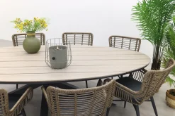 Jasmine Naturel/GI Edison 8-persoons ovale dining tuinset 280x140 cm.