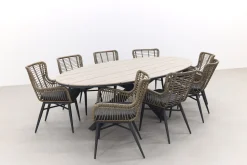 Jasmine Naturel/GI Edison 8-persoons ovale dining tuinset 280x140 cm.
