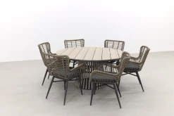 Jasmine Naturel/GI Trinxa 6-persoons ronde dining tuinset Ø148 cm.