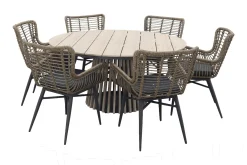 Jasmine Naturel/GI Trinxa 6-persoons ronde dining tuinset Ø148 cm.