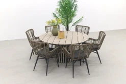 Jasmine Naturel/GI Trinxa 6-persoons ronde dining tuinset Ø148 cm.