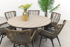 Jasmine Naturel/GI Trinxa 6-persoons ronde dining tuinset Ø148 cm.