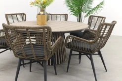 Jasmine Naturel/GI Trinxa 6-persoons ronde dining tuinset Ø148 cm.