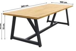 Jasmine Naturel/Noah 6-persoons dining tuinset 260x100 - Teak OP=OP