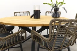 Jasmine Naturel/Taste Prado 6-persoons ronde dining tuinset Ø160 cm. - Teak