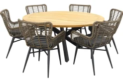 Jasmine Naturel/Taste Prado 6-persoons ronde dining tuinset Ø160 cm. - Teak