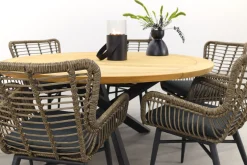 Jasmine Naturel/Taste Prado 6-persoons ronde dining tuinset Ø160 cm. - Teak