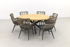 Jasmine Naturel/Taste Prado 6-persoons ronde dining tuinset Ø160 cm. - Teak