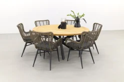 Jasmine Naturel/Taste Prado 6-persoons ronde dining tuinset Ø160 cm. - Teak