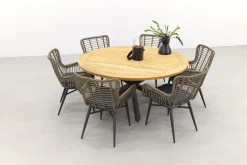 Jasmine Naturel/Taste Prado 6-persoons ronde dining tuinset Ø160 cm. - Teak