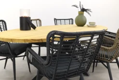 Jasmine/Taste Prado Ellips 6-persoons ovale dining tuinset 240x115 cm. - Black/Naturel mix