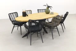Jasmine/Taste Prado Ellips 6-persoons ovale dining tuinset 240x115 cm. - Black/Naturel mix