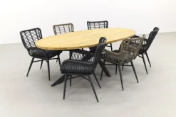 Jasmine/Taste Prado Ellips 6-persoons ovale dining tuinset 240x115 cm. - Black/Naturel mix