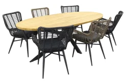 Jasmine/Taste Prado Ellips 6-persoons ovale dining tuinset 240x115 cm. - Black/Naturel mix