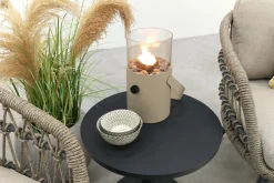 Julia/Canto naturel rope low-dining tuinstoelen set met bijzettafel (3-dlg) - Antraciet