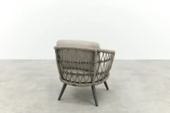 Julia/Canto naturel rope low-dining tuinstoelen set met bijzettafel (3-dlg) - Antraciet