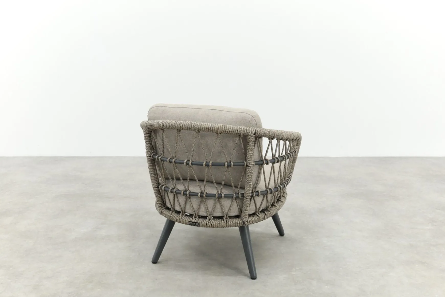 Julia/Canto naturel rope low-dining tuinstoelen set met bijzettafel (3-dlg) - Antraciet