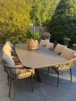 Julia naturel rope dining tuinstoel - Antraciet
