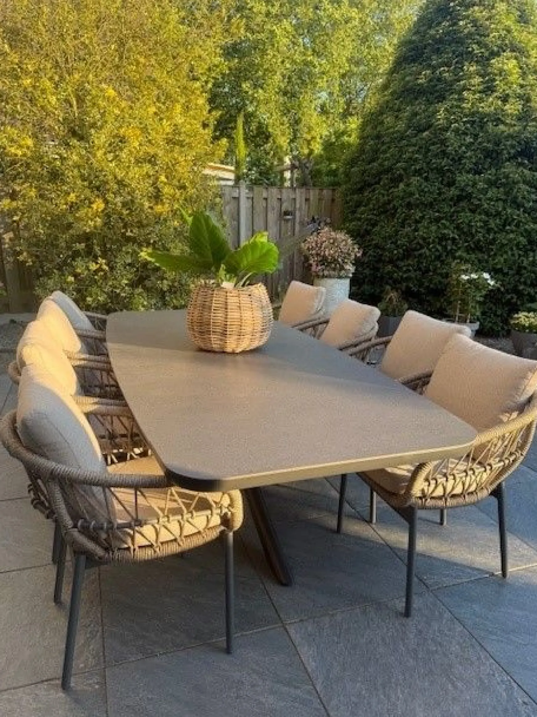 Julia naturel rope dining tuinstoel - Antraciet