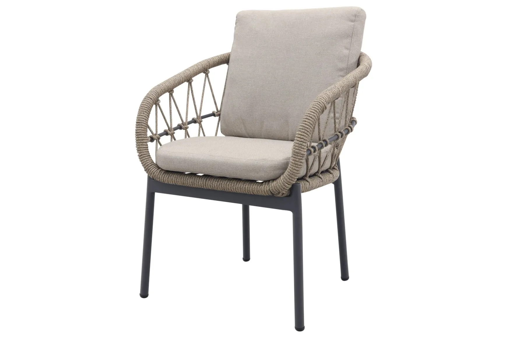Julia naturel rope dining tuinstoel - Antraciet