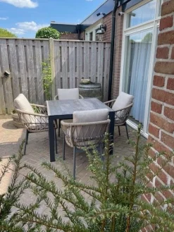 Julia naturel rope dining tuinstoel - Antraciet