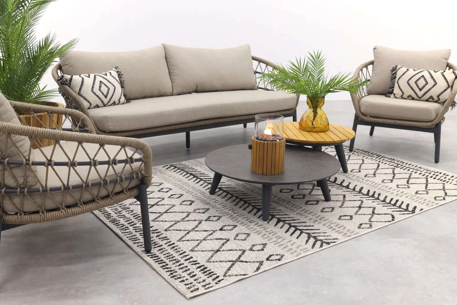 Julia stoel bank loungeset - 5-delig - antraciet